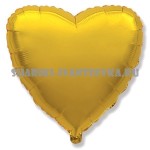 Фольгированный шарик без рисунка Сердце GOLD 18"/45см.